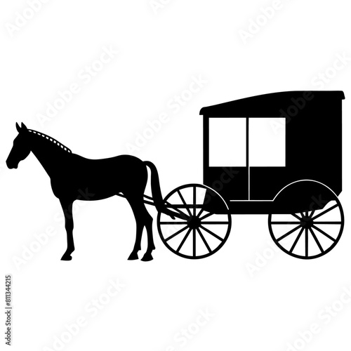 Amish buggy and horse silhouette vector vector silhouette, black color silhouette, (10)