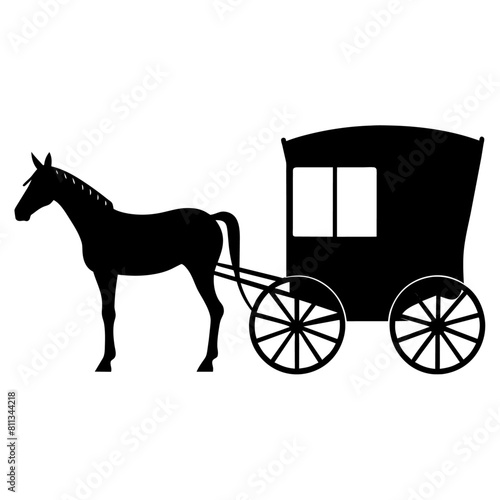 Amish buggy and horse silhouette vector vector silhouette, black color silhouette, (7)