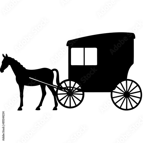 Amish buggy and horse silhouette vector vector silhouette, black color silhouette, (12)
