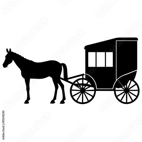Amish buggy and horse silhouette vector vector silhouette, black color silhouette, (17)