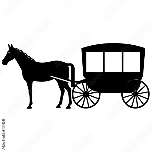 Amish buggy and horse silhouette vector vector silhouette, black color silhouette, (15)
