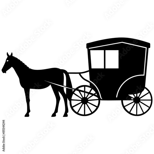Amish buggy and horse silhouette vector vector silhouette, black color silhouette, (16)