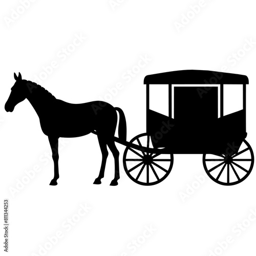 Amish buggy and horse silhouette vector vector silhouette, black color silhouette, (19)