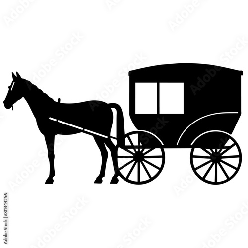 Amish buggy and horse silhouette vector vector silhouette, black color silhouette, (14)