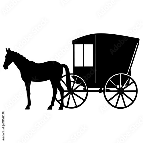 Amish buggy and horse silhouette vector vector silhouette, black color silhouette, (18)