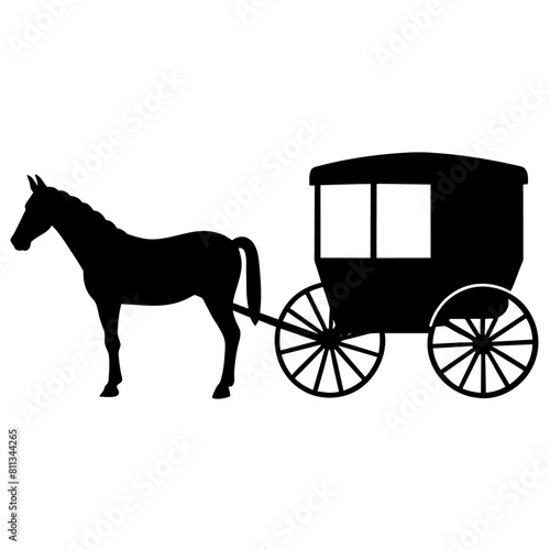 Amish buggy and horse silhouette vector vector silhouette, black color silhouette, (25)