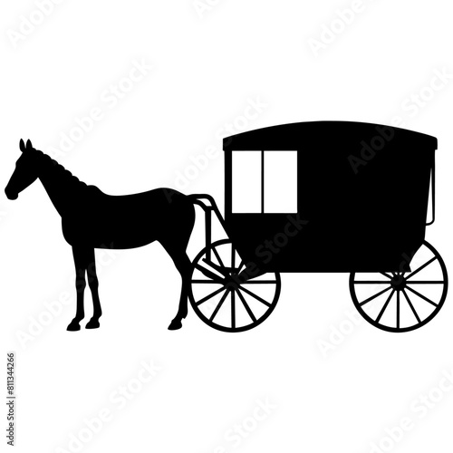 Amish buggy and horse silhouette vector vector silhouette, black color silhouette, (23)