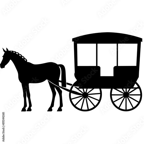 Amish buggy and horse silhouette vector vector silhouette, black color silhouette, (24)