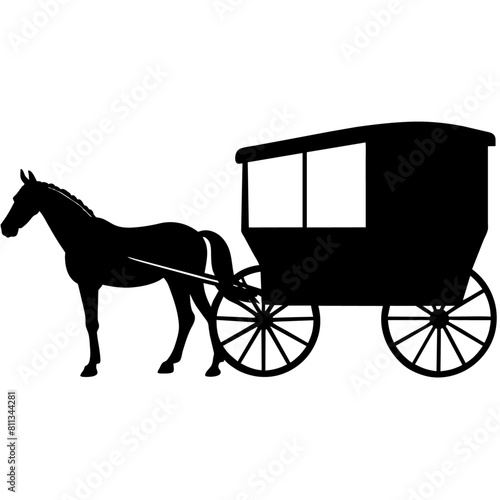 Amish buggy and horse silhouette vector vector silhouette, black color silhouette, (27)