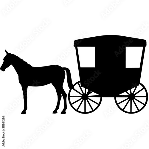 Amish buggy and horse silhouette vector vector silhouette, black color silhouette, (28)