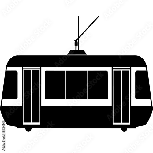 cable tram vehicle vector black silhouette, vector silhouette, black color silhouette (30)