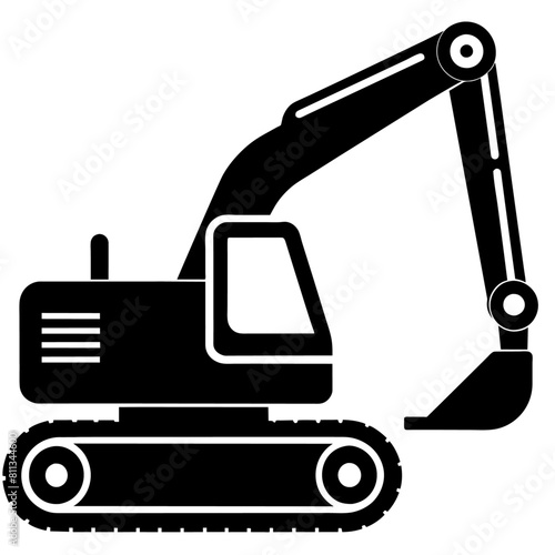 Excavator silhouette, vector silhouette, black color silhouette, white background (13)