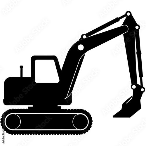Excavator silhouette, vector silhouette, black color silhouette, white background (11)