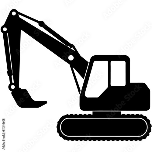 Excavator silhouette, vector silhouette, black color silhouette, white background (12)