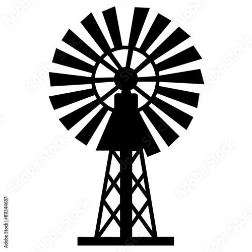 farm windmill vector silhouette, black color silhouette, white background (5)