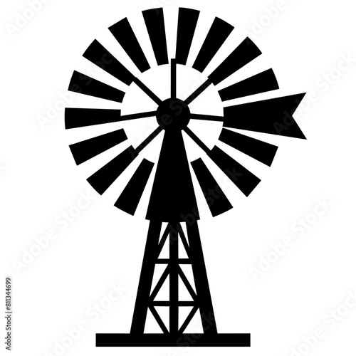 farm windmill vector silhouette, black color silhouette, white background (3)