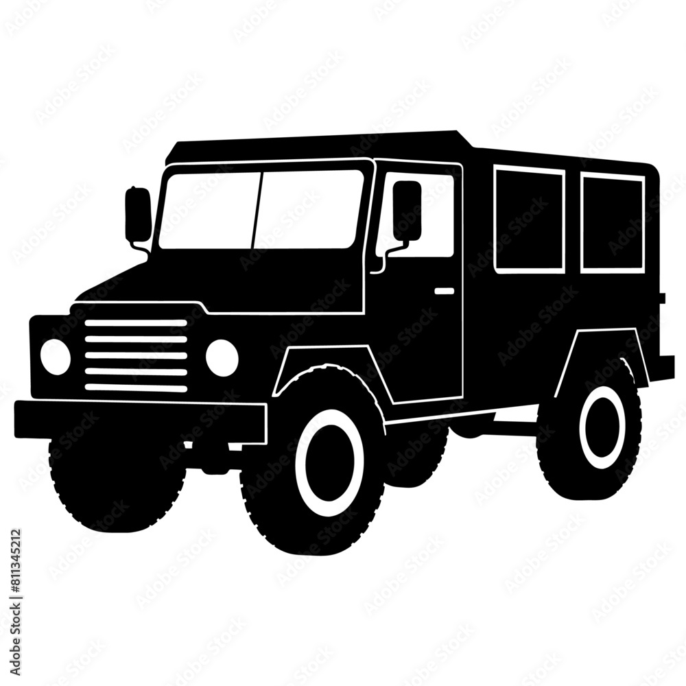Military truck vector silhouette army force vector black silhouette (11)