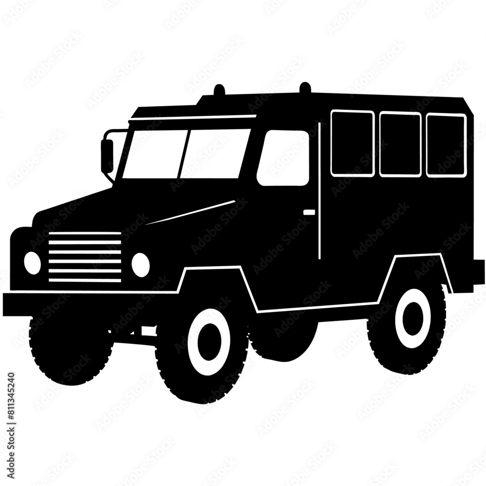Military truck vector silhouette army force vector black silhouette (17)