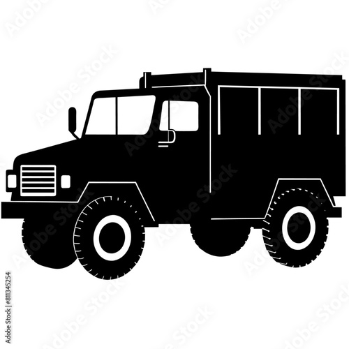 Military truck vector silhouette army force vector black silhouette (20)