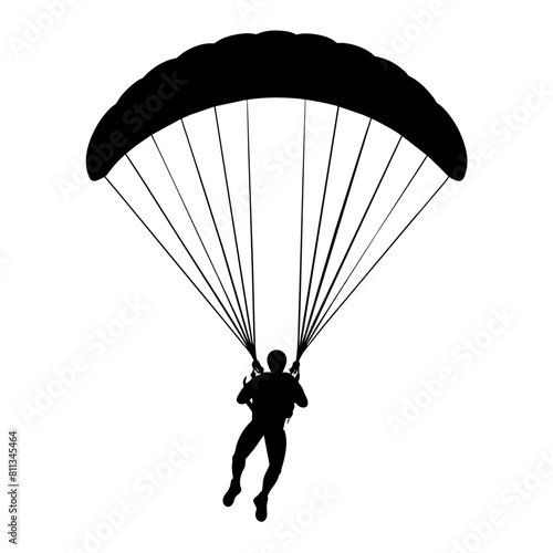 Ski parachute gliding with a man silhouette, vector silhouette (7)