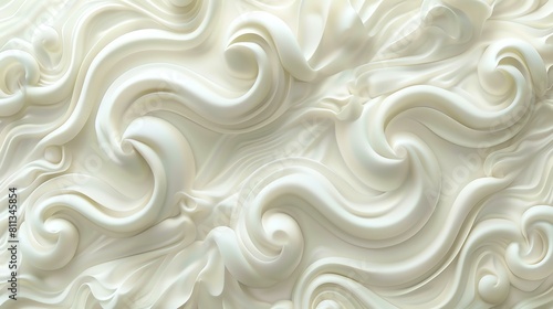 This is an image of a white  creamy  liquid. The liquid is thick and viscous  and it is flowing in a smooth  wavy pattern.