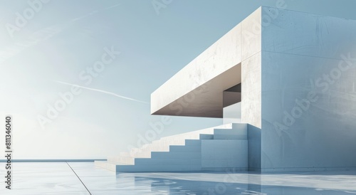 Minimalistic Architecture  White Building on Concrete Floor  