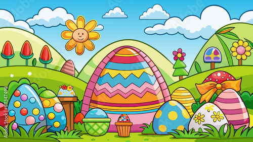 easter background cartoon vector illustration