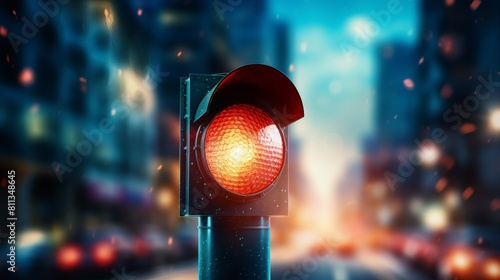 Red Traffic Light at Roadside photo