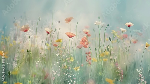 Encouraging phrase on softly textured pastel floral meadow background  high-definition