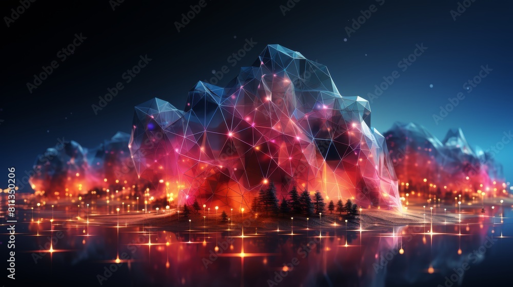 Computer Generated Image of a Mountain at Night