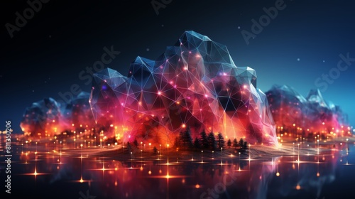 Computer Generated Image of a Mountain at Night