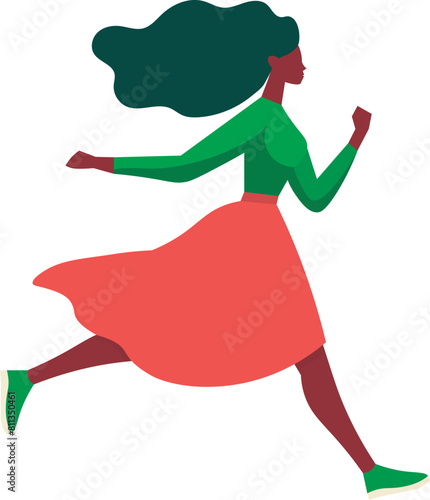 Woman running illustration, for backgrounds and designers