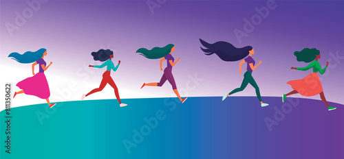 Women running illustration, for backgrounds and designers
