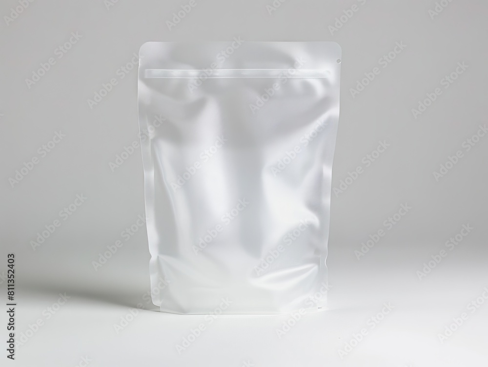 A clear plastic bag on a white surface. A clear plastic bag on a white surface.