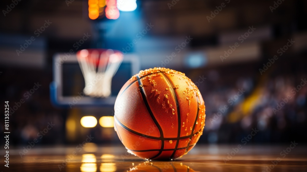 Basketball on Basketball Court