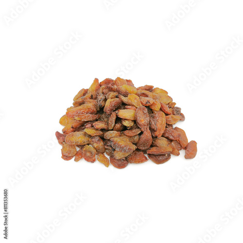 Dried raisins on a white background. Raw grapes and raisins. Healthy and fresh nuts. close-up. Local name besni uzum photo