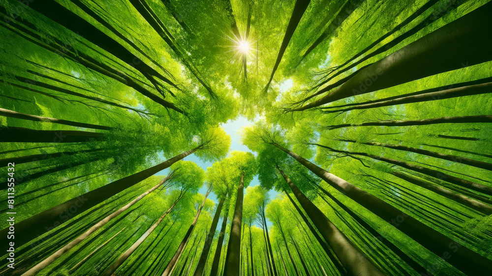 Obraz premium Treetop Panorama in Forest Background