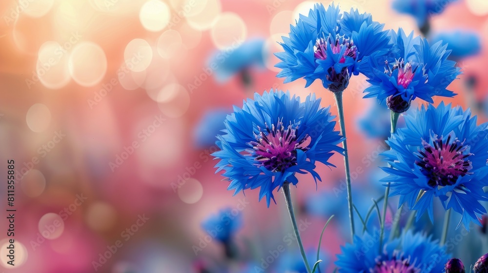 Cluster of Blue Flowers With Blurry Background