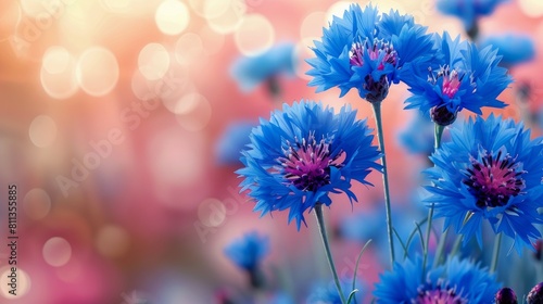 Cluster of Blue Flowers With Blurry Background © ArtCookStudio