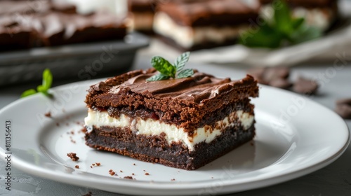 American cuisine. Brownies with cream cheese filling. 