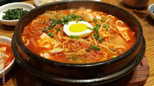 Naengmyeon Korean style noodle food. Generative Ai