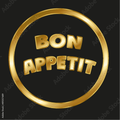 Gold Gradient with Bright Glow Frame Bon Appetit lettering