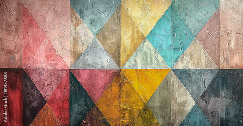 Wallpaper with multicolored rhombuses. photo