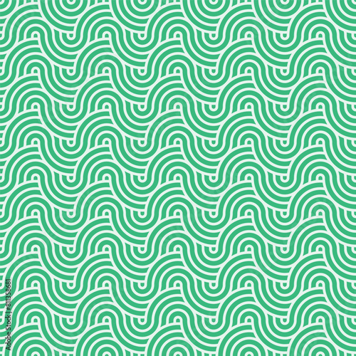 Seamless green geometric japanese circles pattern