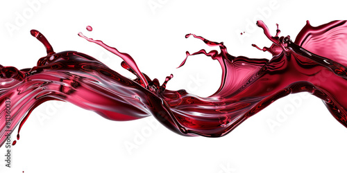 flowing velvet red wine splash frozen in an abstract futuristic 3d texture isolated on a transparent background.