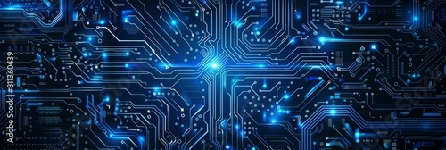 Abstract blue circuitry background for tech visuals