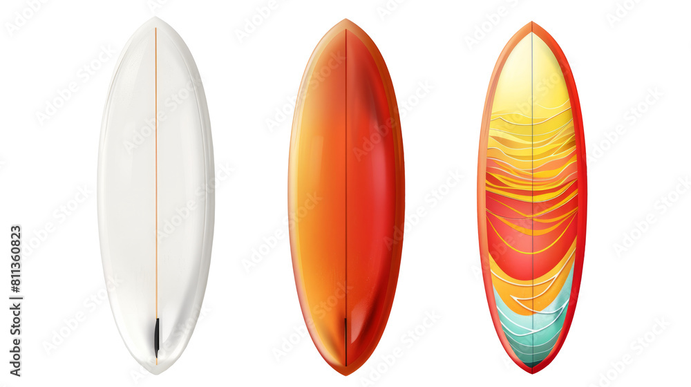 surfboard set isolated on a transparent background, generative AI surfboard set isolated on a transparent background, generative AI