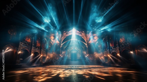 Stage Set With Illuminated Lights