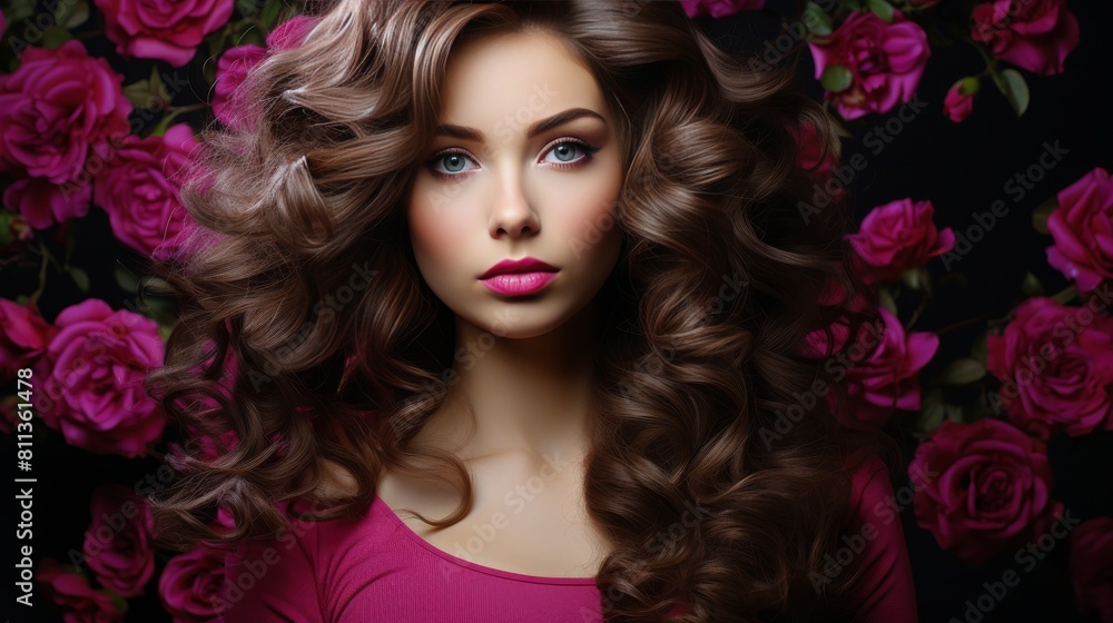 Woman With Long Brown Hair and Pink Shirt Woman With Long Brown Hair and Pink Shirt