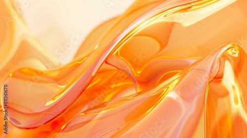 Orange holographic background with smooth forms